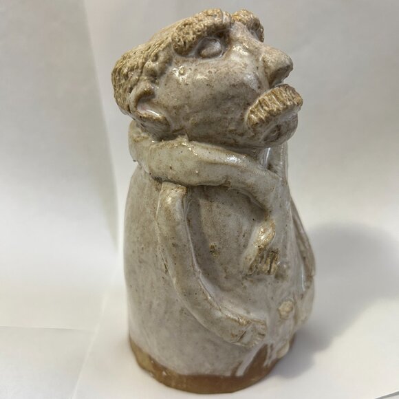 Handmade Glazed Clay Terracotta Man Figurine Sculpture Signed Folk Art Pottery - Picture 9 of 16